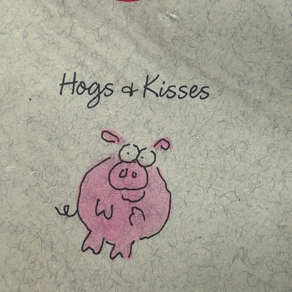 Vintage Gift Wrap Hallmark Lite Hogs & Kisses Square 2 Sheets 8 1/3 Sq. Ft V-Day